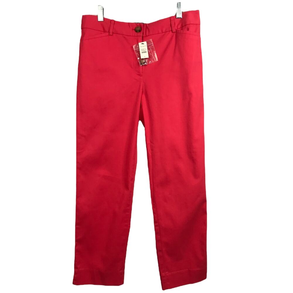 Talbots Pants Womens Size 4 Salmon Pink The Perfect Crop Mid- Rise Cotton‎ NWT